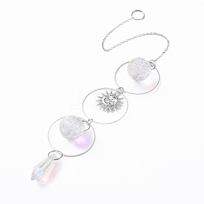 AB Color Plated Crystal Bullet Big Pendant Decorations HJEW-G019-03D-1