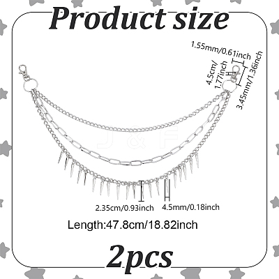 2Pcs Iron Cone Charm Body Chains AJEW-UN0002-12-1