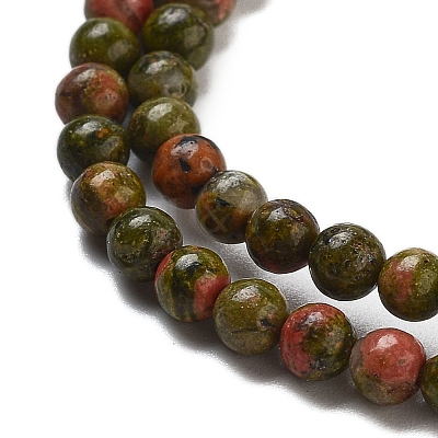 Natural Unakite Beads Strands G-G143-A04-01-1