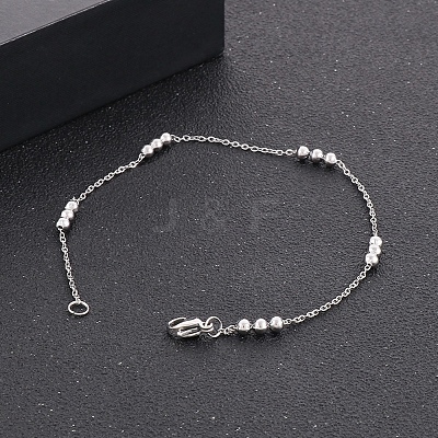 Non-Tarnish 304 Stainless Steel Round Beaded Link Chain Bracelets for Women BJEW-D033-01P-1