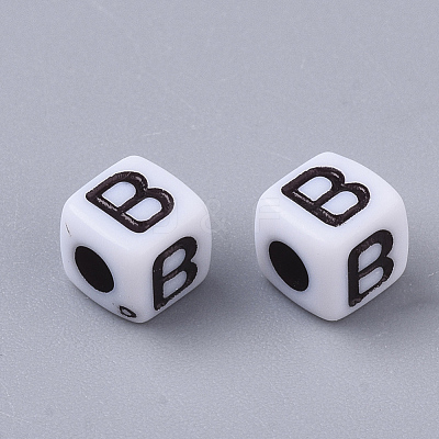 White Opaque Acrylic Beads MACR-R869-02B-1