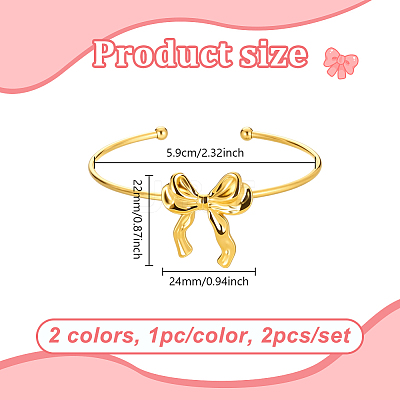2Pcs 2 Colors 304 Stainless Steel Cuff Bangles BJEW-GO0001-20-1