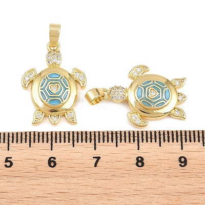 Brass Clear Cubic Zirconia Enamel Pendants KK-E800-06A-G-1