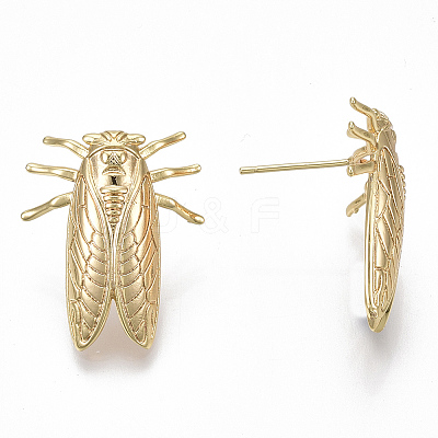 Brass Earring Findings X-KK-S356-052G-NF-1