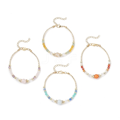 4Pcs Natural Mixed Gemstone Beaded Bracelets for Women BJEW-JB12557-1