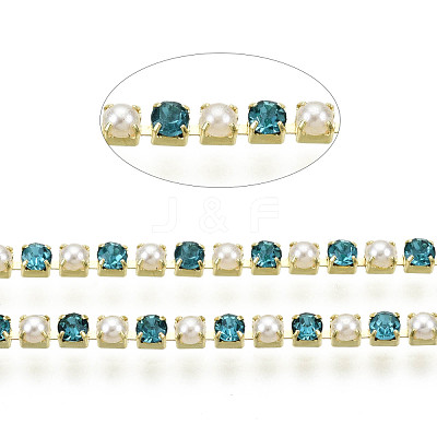 Brass Rhinestone Strass Chains CHC-N017-001A-A11-1