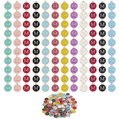 120Pcs 12 Colors Golden Plated Alloy Charms ENAM-SZ0001-64M-1