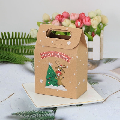 24Pcs 6 Style Rectangle Paper Bakery Bakery Boxes with Handle BAKE-PW0007-139-1