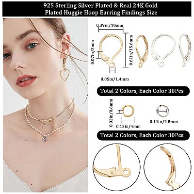 60Pcs 2 Colors Brass Leverback Earring Findings KK-CN0002-36-1