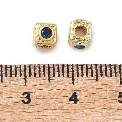 Cube Brass Micro Pave Cubic Zirconia Beads KK-B170-03G-1