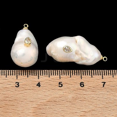 Brass & Pearl Micro Pave Cubic Zirconia Pendants KK-H259-13B-G02-1