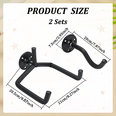 2 Bags Wall-mounted Iron Guitar Hook Hanger ODIS-WR0001-80B-1