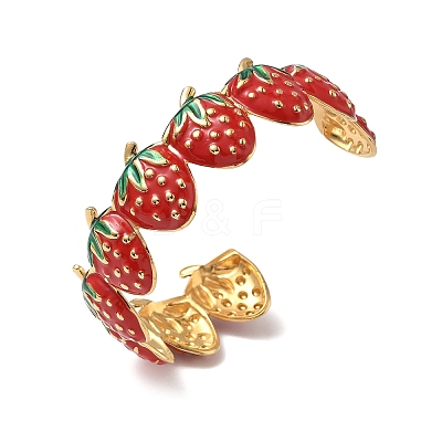 304 Stainless Steel Enamel Cuff Bangles for Women BJEW-F518-01G-1
