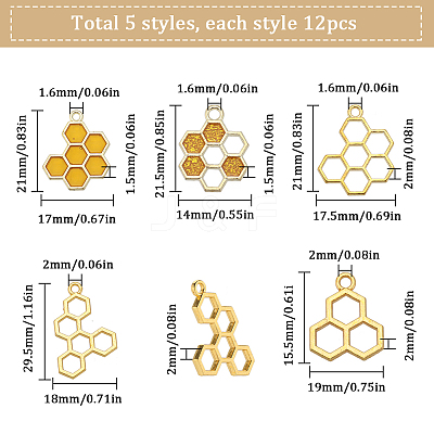 60Pcs 5 Style Alloy Pendants FIND-SC0005-93-1