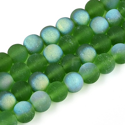 Frosted Transparent Glass Beads Strands GLAA-T032-T8mm-MBB07-1