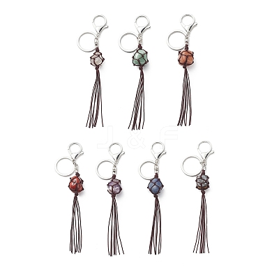 7Pcs Gemstone Tassel Keychains KEYC-JKC00419-1
