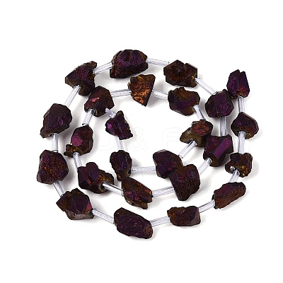 Electroplate Raw Rough Natural Amethyst Beads Strands G-Q610-06B-1