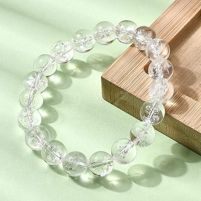 Natural Quartz Crystal Round Beads Stretch Bracelets for Women BJEW-L712-B03-10mm-1