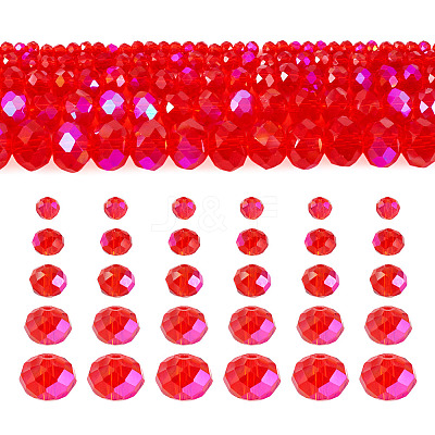 5 Strands 5 Size Transparent Electroplate Glass Beads Strands GLAA-TA0001-96A-1