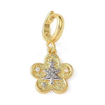 Christmas Brass Rhinestone Flower Pendant Decorations KK-H498-01G-10-1
