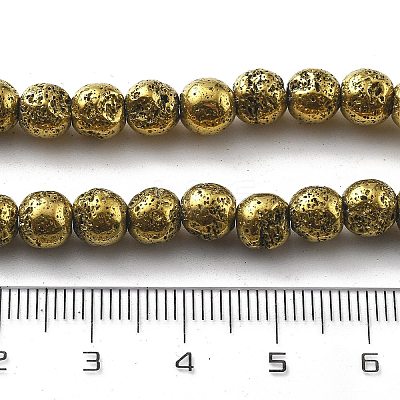 Electroplated Natural Lava Rock Beads Strands G-A251-B01-01D-1