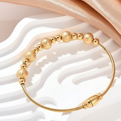 304 Stainless Steel Texture Bead Bangles BJEW-L610-18G-1