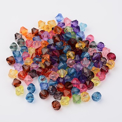 Faceted Bicone Transparent Acrylic Beads DBB14MM-1