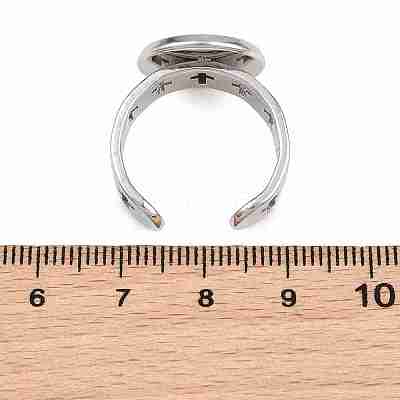 Hollow Cross 304 Stainless Steel Cuff Ring Components SA-CBA098D-02P-D-1