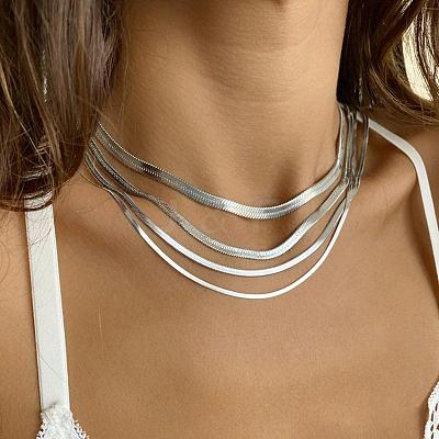 304 Stainless Steel Snake Chain Necklaces for Women WG80FEF-32-1