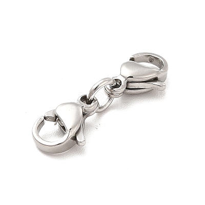 Non-Tarnish 304 Stainless Steel Double Lobster Claw Clasps STAS-E178-01A-P-1