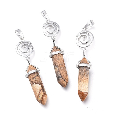 Natural Picture Jasper Pointed Big Pendants G-D0021-01P-02-1