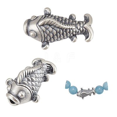2Pcs Fine Silver Beads STER-BC0004-14AS-1