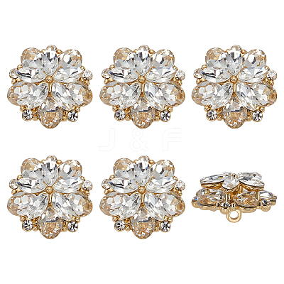 6Pcs Glass Rhinestone Shank Buttons BUTT-FG0001-52G-1