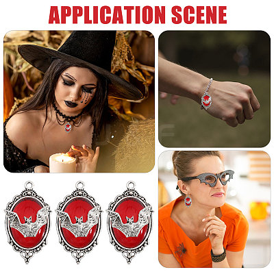 12Pcs Vampire Bat Shaped Alloy Enamel Pendants ENAM-CA0001-87A-1