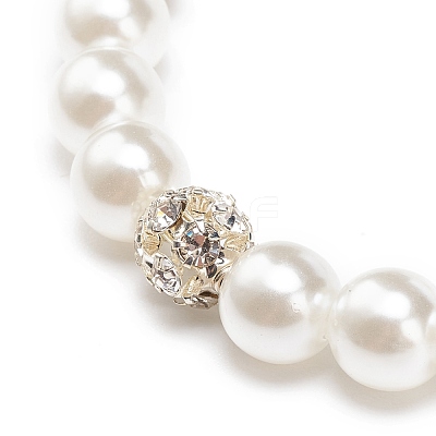 ABS Plastic Imitation Pearl  & Rhinestone Beaded Stretch Bracelet with Alloy Charm for Women BJEW-JB08526-1