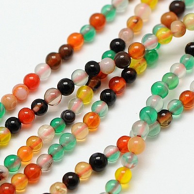 Natural Agate Round Bead Strands G-A130-2mm-K03-1