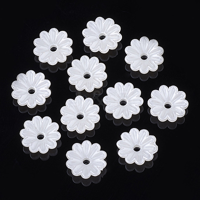 10-Petal ABS Plastic Imitation Pearl Bead Caps OACR-S020-23-1
