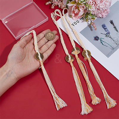 4Pcs 4 Styles Macrame Cotton Cord Hanging Ornaments HJEW-OC00275-1