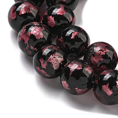 Handmade Silver/Gold Foil Lampwork Beads Strands LAMP-L079-07C-1