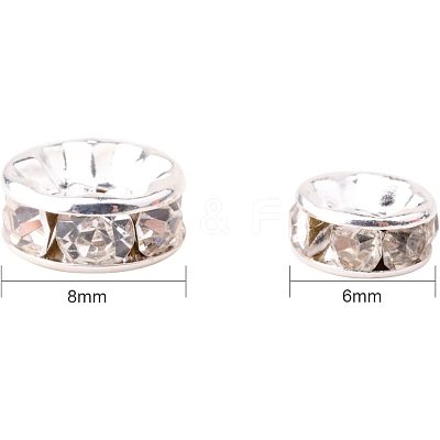 Silver Plated Brass Middle East Rhinestone Spacer Beads RB-PH0001-07S-NF-1