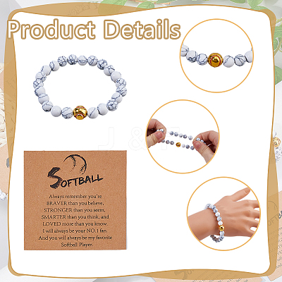 1Set Natural Howlite Beads Stretch Bracelets for Men Women BJEW-DC0001-19-1
