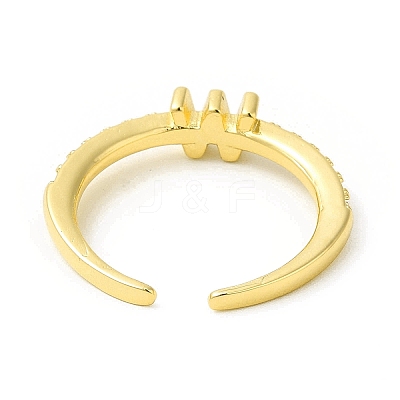 Clear Cubic Zirconia Initial Letter Open Cuff Ring RJEW-H120-09G-W-1