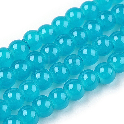 Baking Paint Imitation Jade Glass Round Bead Strands DGLA-Q021-4mm-07-1