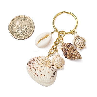 Ocean Style Natural Shell with Synthetic Turquoise Keychains KEYC-JKC01231-03-1