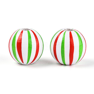 Spray Painted Schima Wood Beads WOOD-T032-36B-1