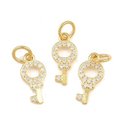 925 Sterling Silver Pave Clear Cubic Zirconia Key Charms STER-A049-07G-1