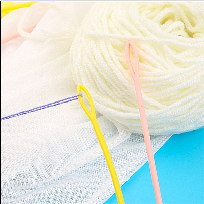 100Pcs Plastic Yarn Knitting Needles SENE-SP0001-01-1
