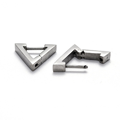 Tarnish Resistant 304 Stainless Steel Triangle Huggie Hoop Earrings STAS-J033-02A-P-1