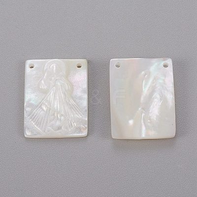 Natural White Shell Mother of Pearl Shell Pendants SHEL-K004-06-1