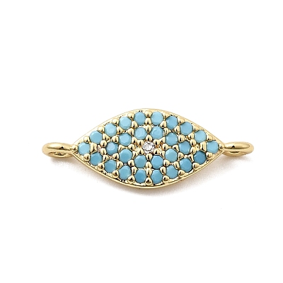 Brass Micro Pave Sky Blue and Clear Cubic Zirconia Connector Charms KK-H529-05A-G-1